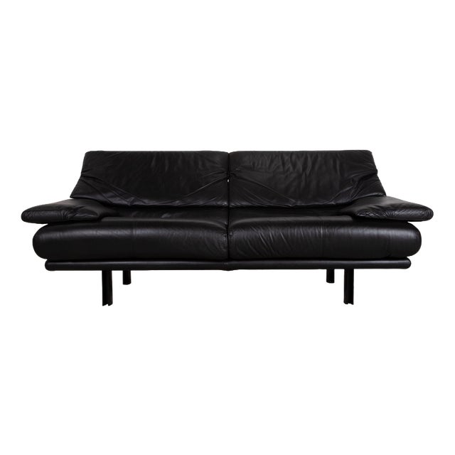Alanda 3-Seater Sofa in Black Leather by Paolo Piva for B&b Italia / C&b Italia For Sale