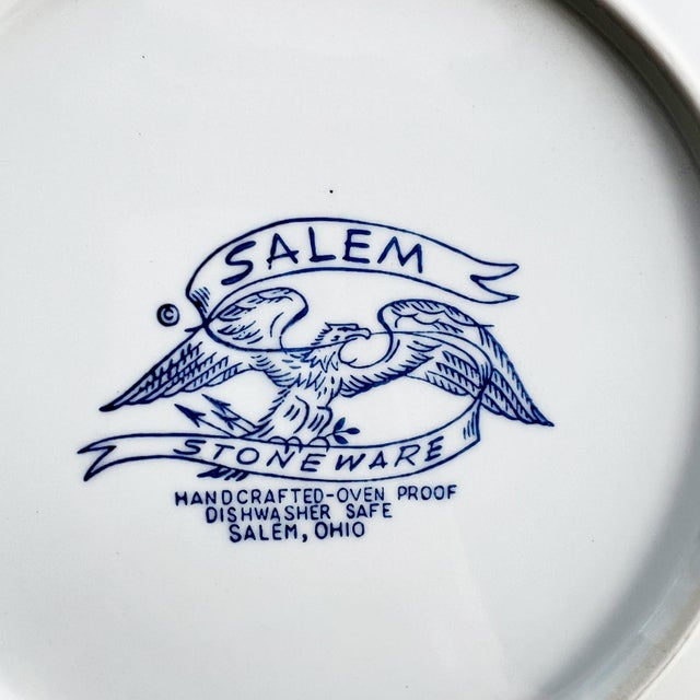 Blue Early 20th Century Salem Stoneware American Eagle Plate, Patriotic Blue White Plate For Sale - Image 8 of 8