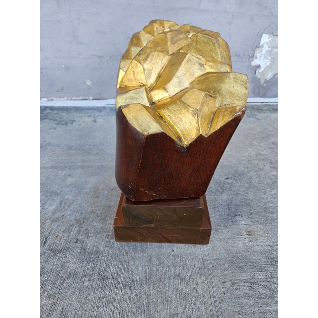 Wood Stunning Large Mid Century Neoclassical Carved Wood Head Signed Macias Mexican Artist For Sale - Image 7 of 12