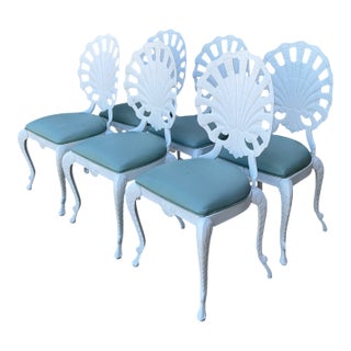 Vintage Cast Aluminum Shell Back Grotto Chairs - Set of 6 For Sale