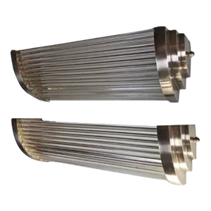 Pair Vintage 1940s Skyscraper Art Deco Wall Sconces Fixtures in Nickel Brass & Glass Rod Ship Light