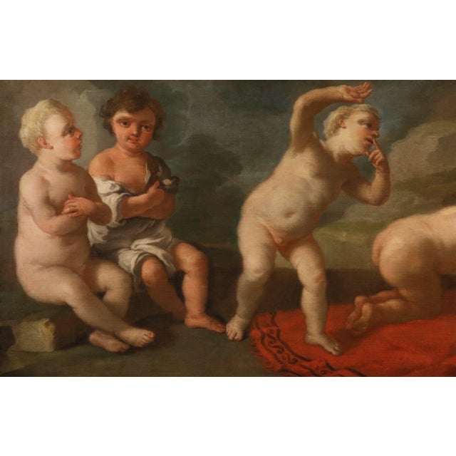 Rococo Francesco De Mura, Nude, The Slapping Game, 18th Century, Oil Painting on Canvas, Framed For Sale - Image 3 of 12