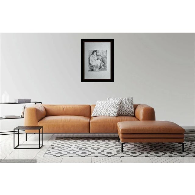 Realism 1980s Raphael Soyer Woman in Red Stockings Black and White Print For Sale - Image 3 of 3