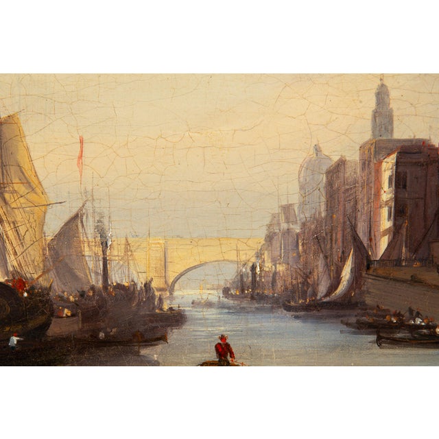 19th Century Fine Pair of British School Paintings of London Along the Thames Circa 1835 For Sale - Image 5 of 17