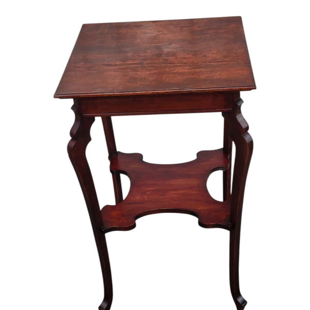 19th Century Solid Cherry Edwardian Two Tier Occasional Table For Sale - Image 4 of 15