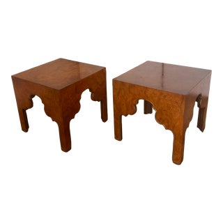 1960s Pair of Burled Wood Side Tables For Sale