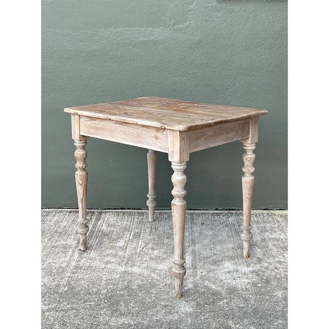 Vintage Primitive Turned Leg Wooden Table For Sale In West Palm - Image 6 of 12