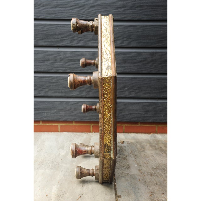 Antique Octagonal Low Hardwood Eastern Table with Decorative Brass Trims, 1890s For Sale - Image 9 of 12