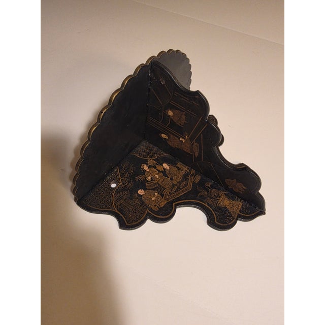 Chinoiserie Black Paper Mache Wall Shelf Bracket For Sale - Image 15 of 17