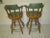 1970s Wood Frame Swivel Counter Stools Green Leather Seat Set of Two For Sale In Naples, FL - Image 6 of 12