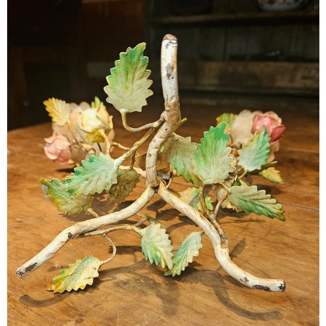 Vintage Italian Toleware Two Arm Candelabra For Sale - Image 12 of 12