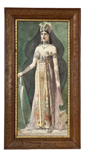 Goddess, Watercolor on Paper, Framed