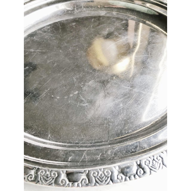 Mid-Century Modern Vintage Round Silver Tray From the Waldorf-Astoria Hotel For Sale - Image 3 of 7