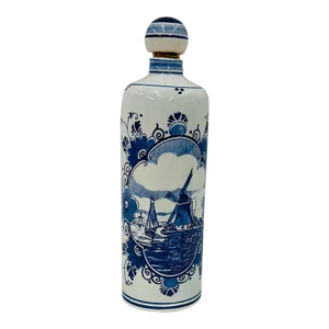Mid 20th Century Delft Blue Liquor Bottle