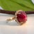 Metal 12Ct Star Ruby Ring With Earth-Mined Diamond Accents in Solid 14k Gold, 13x11mm, Size 6.75 For Sale - Image 7 of 9