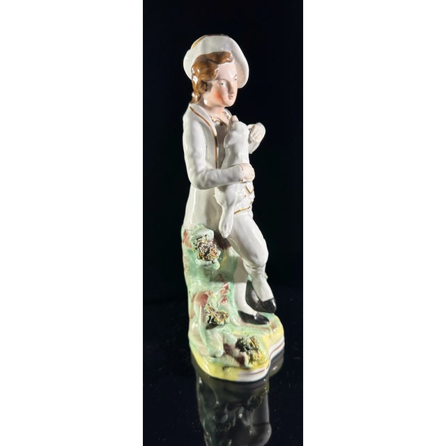 Staffordshire Antique Staffordshire Porcelain Boy With Dog Figurine, 19th Century For Sale - Image 4 of 10