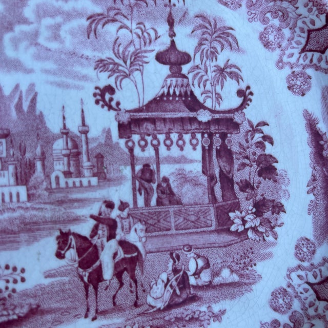 Pink A Pair of Antique Staffordshire "Palestine" Pink Transfer Decorated Plates, 1830’s For Sale - Image 8 of 12