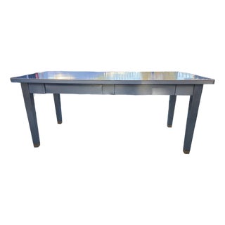 1940s Attributed to General Fireproofing Company Tanker Desk Refinished in Brushed Steel For Sale