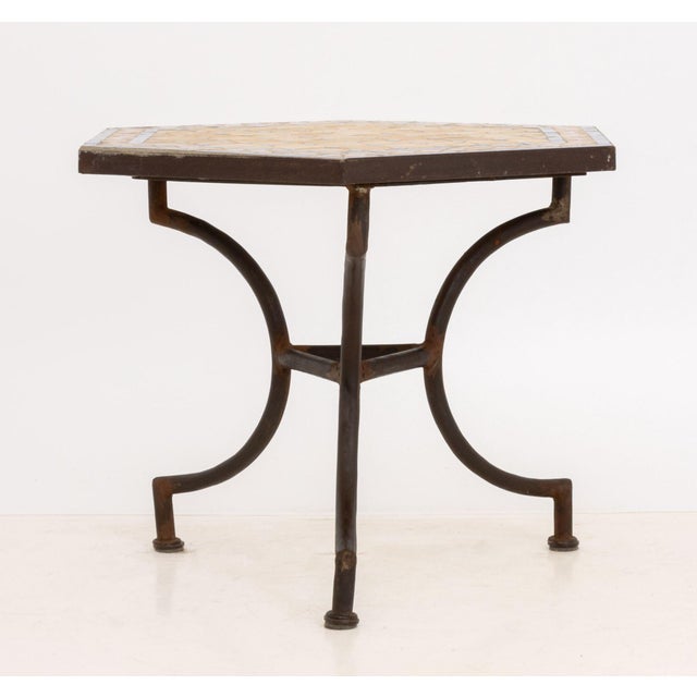 Moroccan Zellige Tile Top Hexagonal Table For Sale In New York - Image 6 of 6