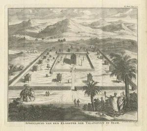 Monastery of the Talapoin in Siam, 1739, Paper