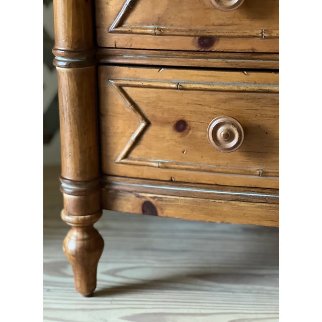 Knotty Pine Bowed Front Faux Bamboo Console/Chest For Sale - Image 13 of 13