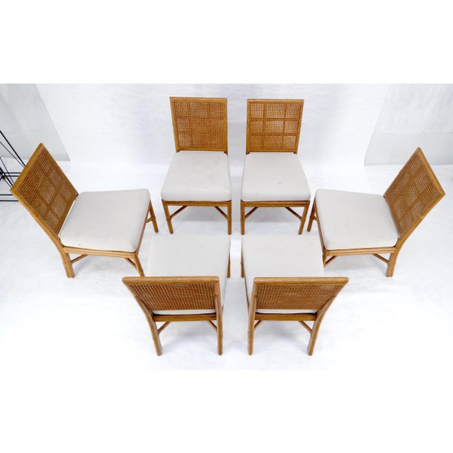 Brown Set of 6 Mid Century Modern McGuire Cane 7 Rattan Dining Chairs MINT For Sale - Image 8 of 15