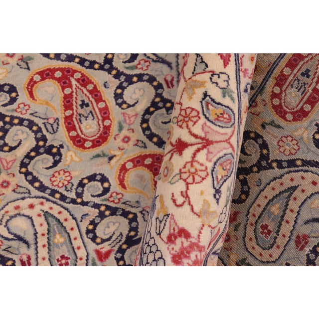 Shabby Chic 1990's Pak-Persian Blue/Beige Wool Rug - 4'8'' X 7'1'' For Sale In New York - Image 6 of 9