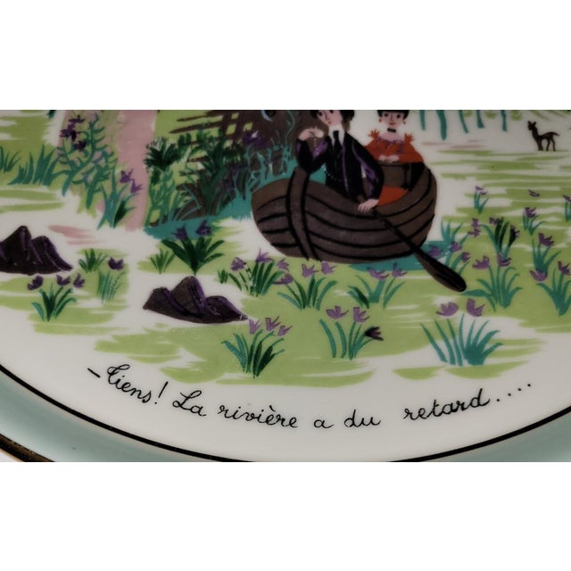 French Vintage Limoges Large Decorative Platter With Drawing by French Cartoonist Raymond Peynet For Sale - Image 3 of 4
