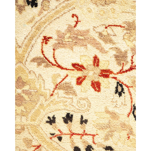 Traditional Mogul Collection Hand-Knotted Area Rug - Ivory 6' 4" x 9' 2" For Sale - Image 3 of 9