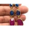 Bochic "Capri" Emerald, Ruby & Multi Rough Cut Sapphire Earrings Set In 18K Gold For Sale - Image 16 of 18