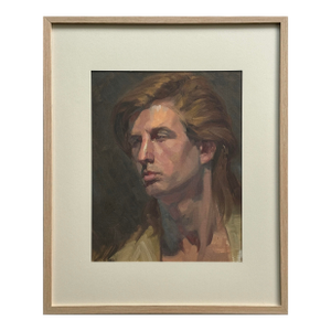 Vintage Realist Portrait of a Man, Framed (Oil on Canvas Paper)