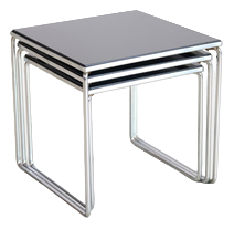 Vintage Chrome and Black Glass Side Tables from Brabantia, 1960s, Set of 3