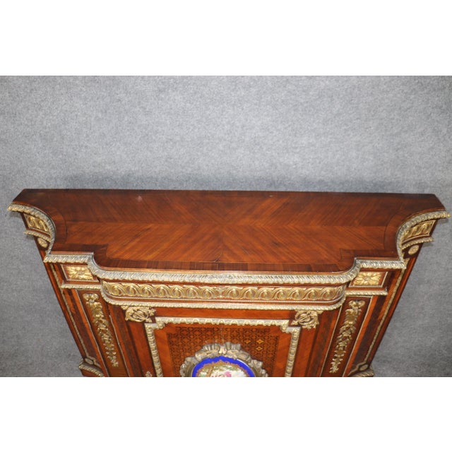 Late 19th Century French Louis XVI Style Sevres Plaques Bronze Mounted Cabinet Server Sideboard For Sale - Image 5 of 12