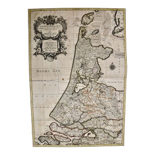 North Holland, Netherlands: A Large 17th C. Hand-Colored Map by Sanson & Jaillot, 1692 For Sale