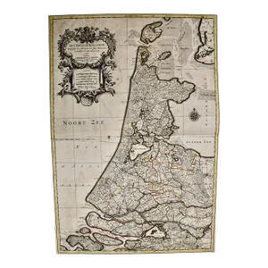 North Holland, Netherlands: A Large 17th C. Hand-Colored Map by Sanson & Jaillot, 1692