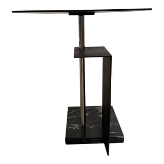 Late 20th Century Marble and Steel Side Table For Sale