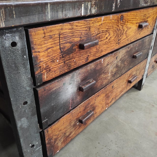 Industrial Workbench in Steel and Wood, 1960s For Sale - Image 6 of 10