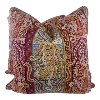 Pierre Frey “Izmir” in Prune 22” Pillows-A Pair For Sale