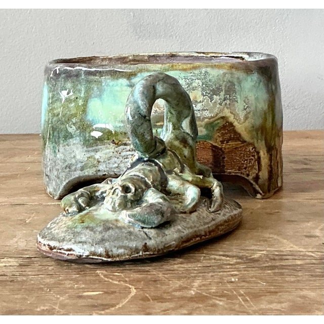 Vintage Boho Studio Pottery Scorpion Lidded Box For Sale - Image 4 of 11