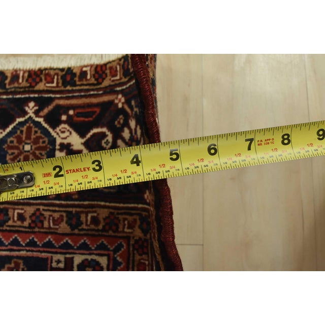 Heriz Rug 9′ X 10’5” Red Wool Vintage Tribal Hand-Knotted Oriental Carpet For Sale - Image 12 of 15