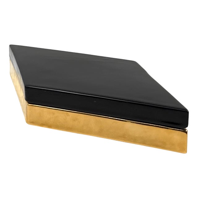 Vintage Golden Ceramic Box by Ferdinando Loffredo, 1970s For Sale