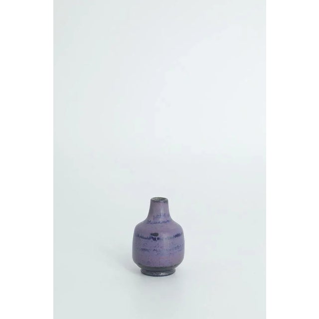 Small Mid-Century Scandinavian Modern Collectible Brown & Purple Stoneware Vases by Gunnar Borg for Gunnars Keramik Höganäs, 1960s, Set of 4 For Sale - Image 10 of 11