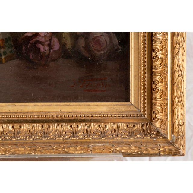 Joseph Ferrero, Flower Bouquet, 1890s-1910s, Oil on Board For Sale - Image 7 of 14