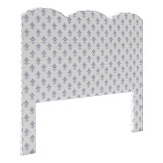 Starmount Headboard in Schumacher Rubia Embroidery, Blue - Full For Sale