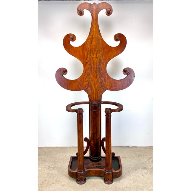 Antique Mahogany English Empire Style Hall Tree Umbrella Hat Coat Stand For Sale - Image 12 of 12