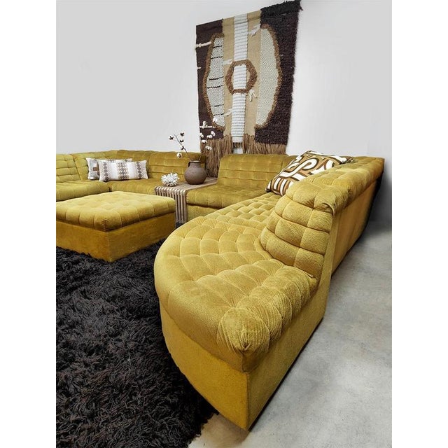 1970s Vintage Modular Sofa in Yellow, 1970s, Set of 8 For Sale - Image 5 of 6