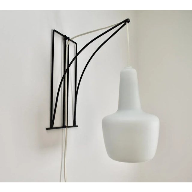 Black Modernist Wall Sconce in Wire Metal and Glass For Sale - Image 8 of 12