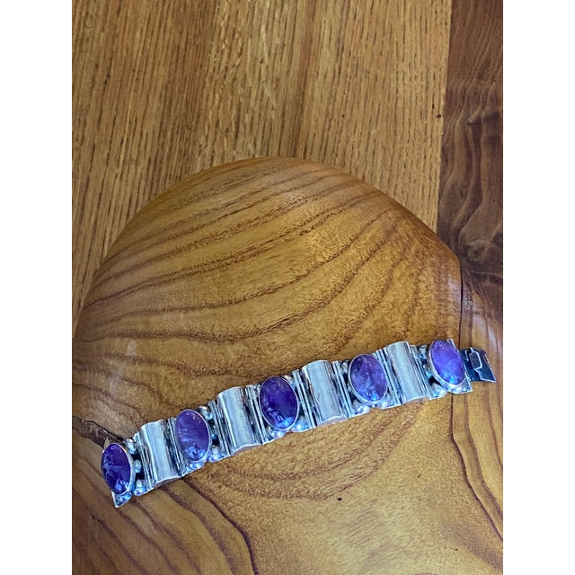 Amethyst + Sterling Silver Link Bracelet For Sale - Image 12 of 12