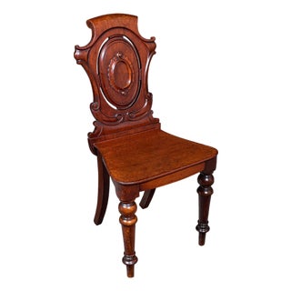 Antique Shield Back Hall Chair, Scottish, Walnut Reception Seat, Side, Victorian For Sale