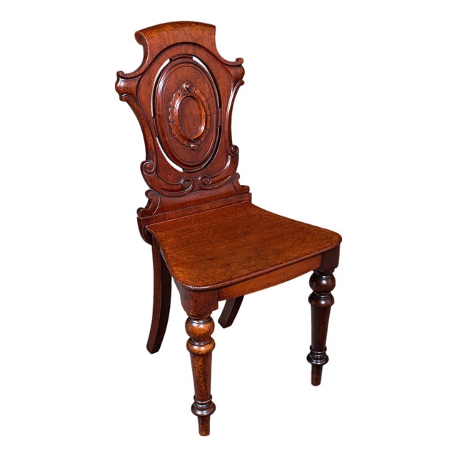 Antique Shield Back Hall Chair, Scottish, Walnut Reception Seat, Side, Victorian For Sale